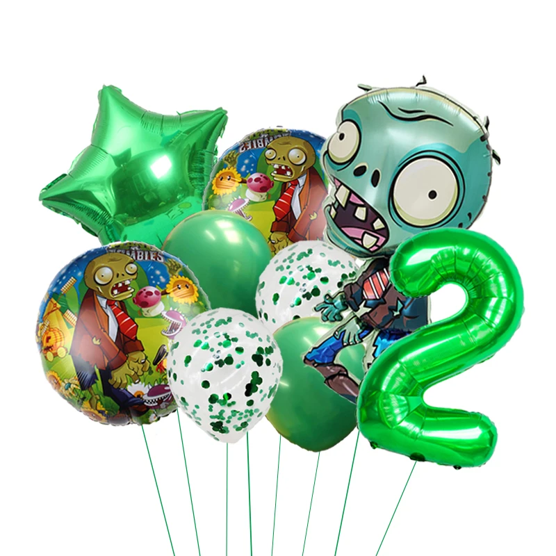 Plants Vs Zombies Balloons Pvz Cartoon Game Children Birthday Party Decoration Aluminum Film Balloon Baby Shower Event Decor Set
