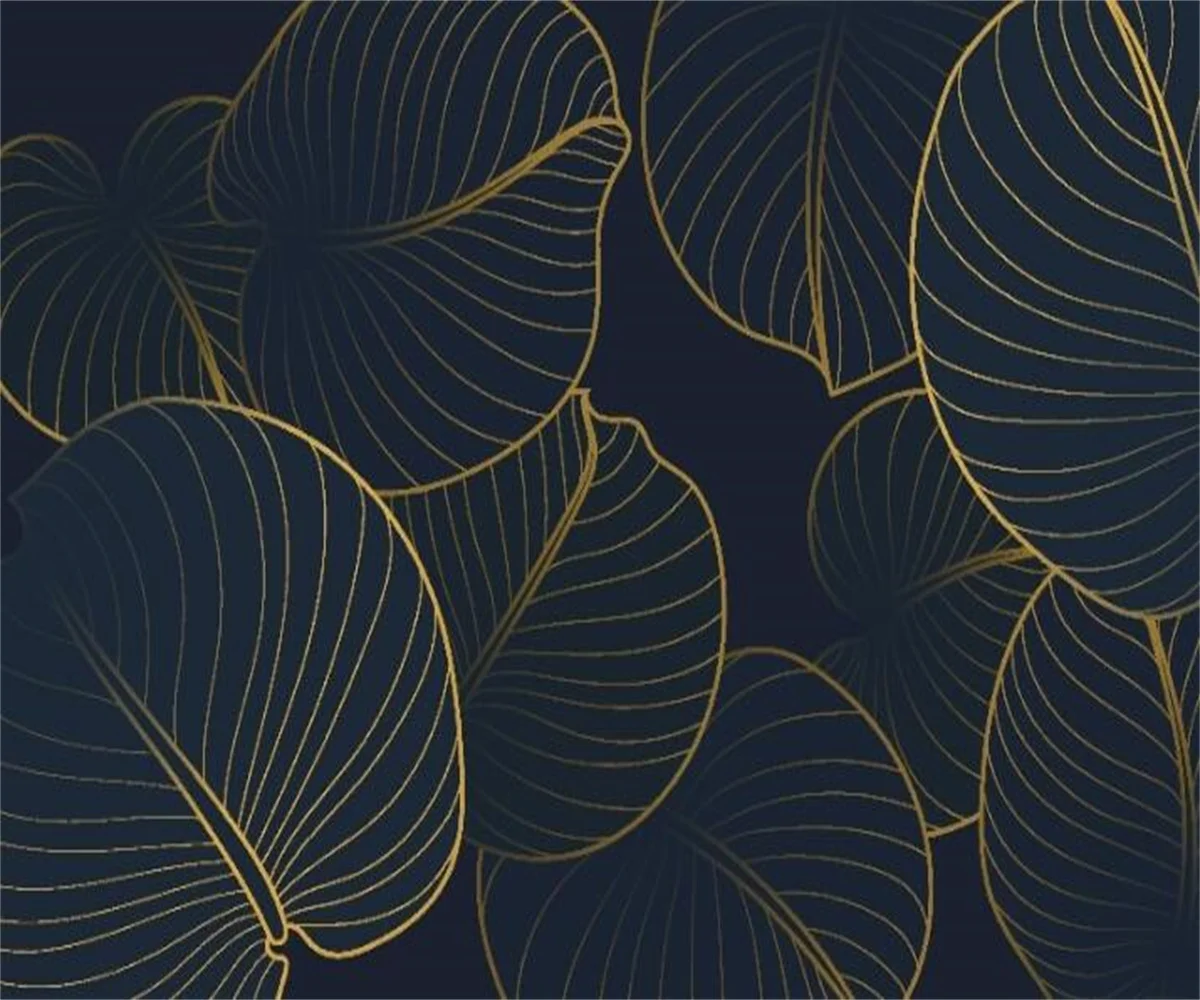 Custom mural advanced sense sofa background wallpaper light luxury metal lines leaf bedroom TV background wall art wallpaper