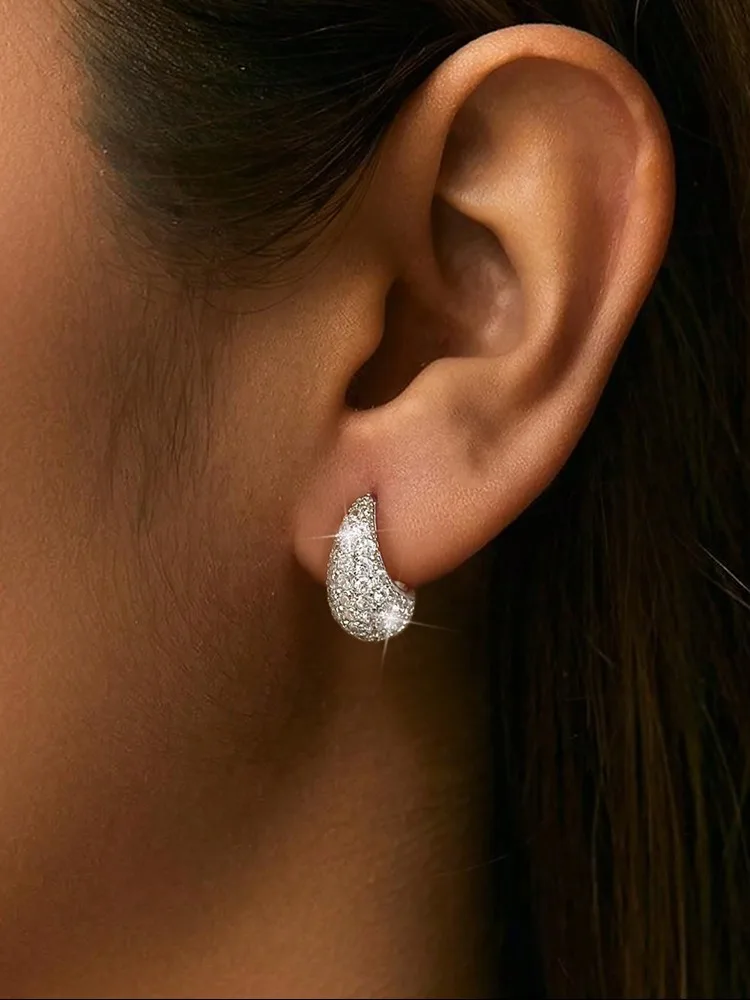 925 Sterling Silver Simplicity Classic Zircon Curved Hook Earrings For Women Anniversary Party Fashion High Quality Fine Jewelry