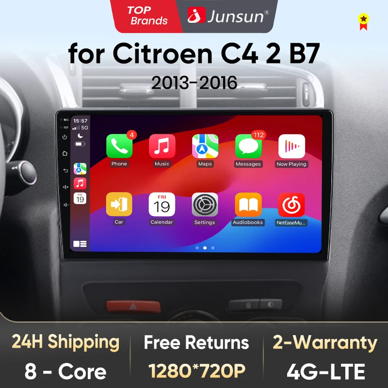 Junsun V1pro AI Voice 2 din Android Auto Radio For Citroen C4 2 B7 2013 2014 - 2016 Carplay 4G Car Multimedia GPS 2din autoradio