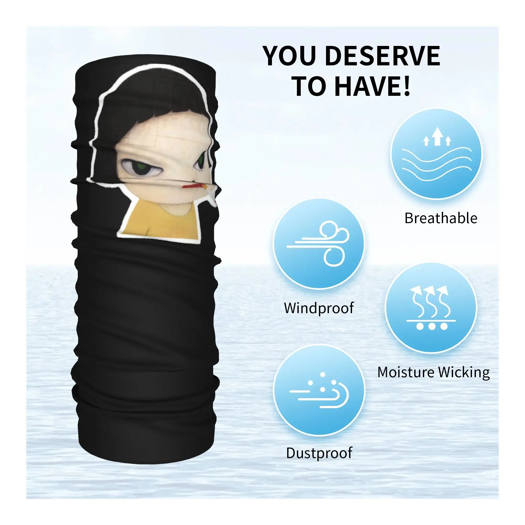 요시토모 나라 반다나 넥 커버 프린트 랩 스카프 따뜻한 모자를 쓰고 있죠 야외 스포츠 남여 성인 통기성