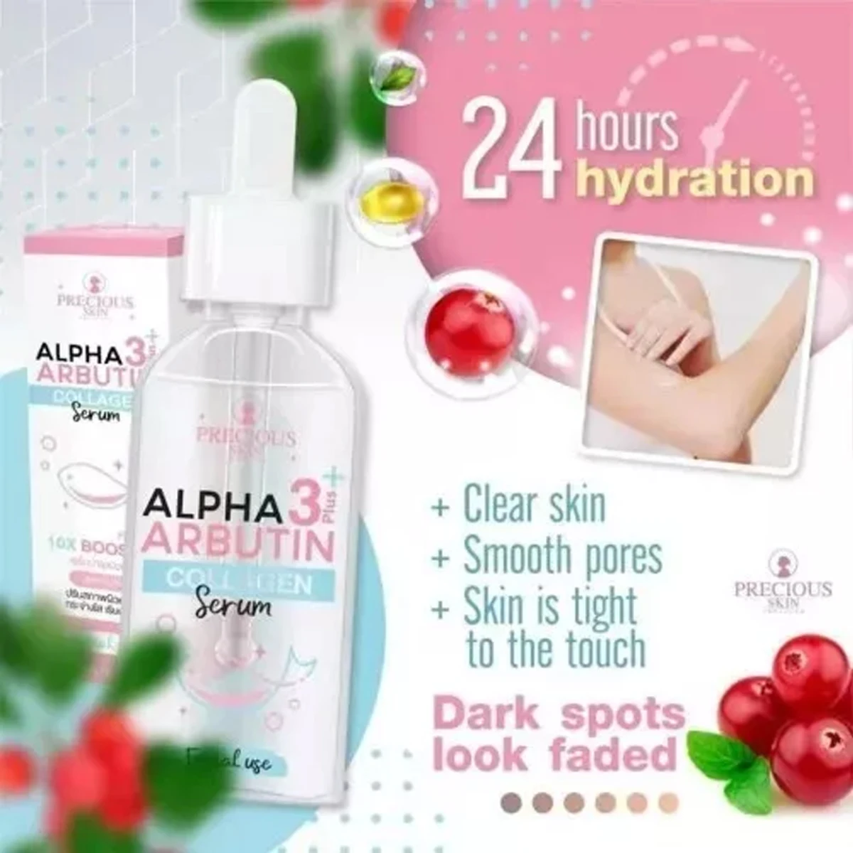 Alpha Arbutin 3 Plus Serum kolagen 10x Whitening Booster meringankan bekas luka jerawat, bintik hitam wajah jernih terang putih dan lembut 50ml