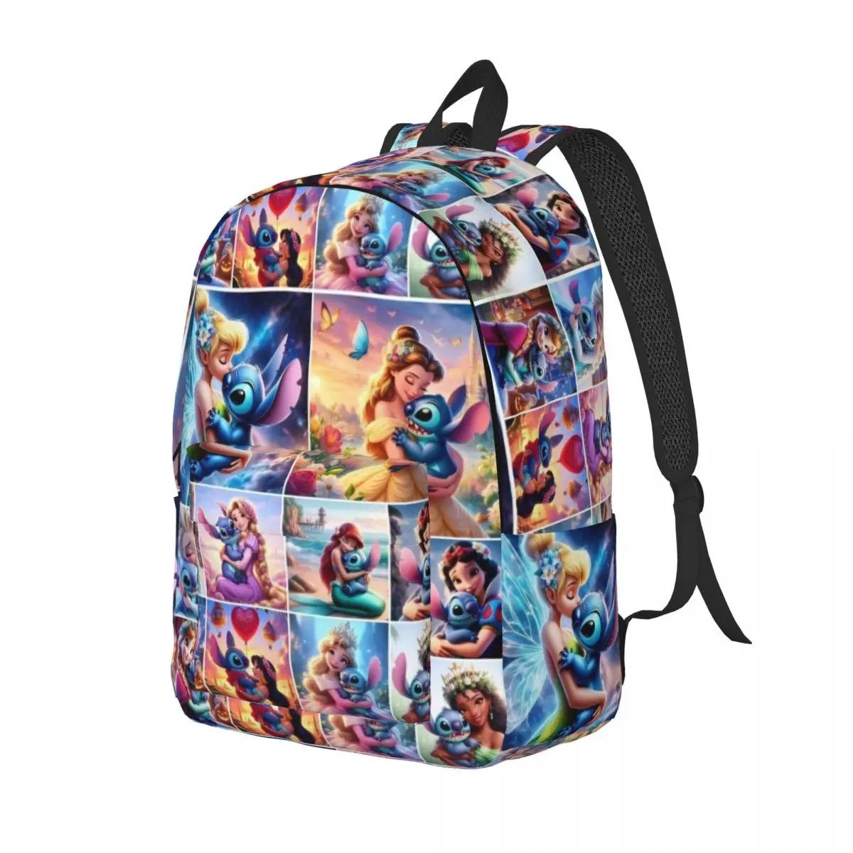 Custom Tinker Bell Stitch Wallpaper Canvas Backpack for Men Women School College Student Bookbag Fits 15 Inch Laptop Bags