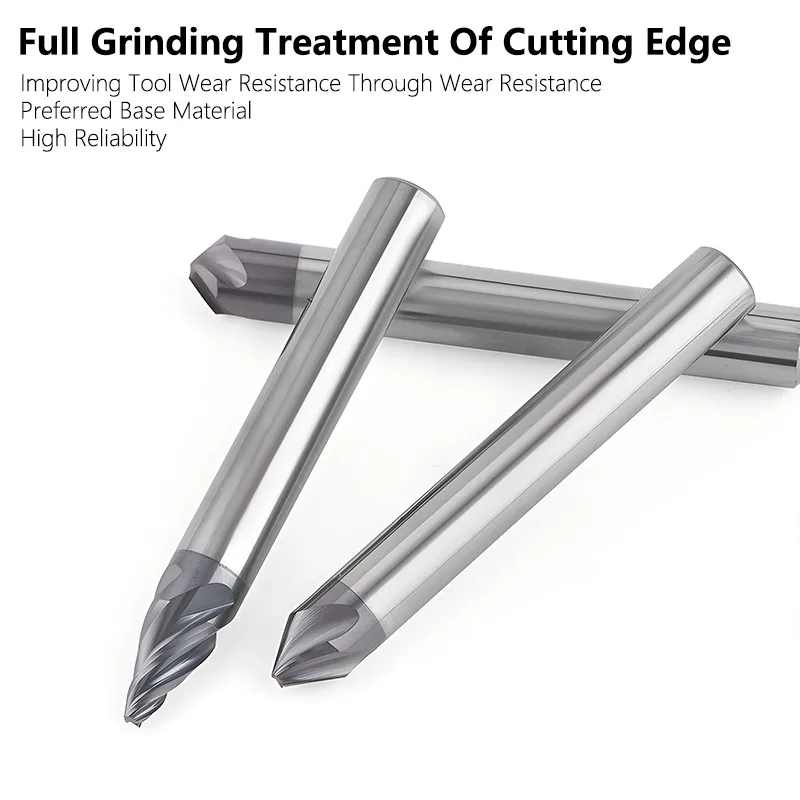 SHAZAM 30/60/90 Degree Spiral Chamfer Milling Cutter CNC Machining Tools 4-Flute Inner Hole Straight Shank Chamfering Cutters