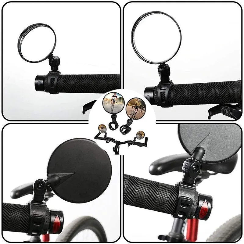 Bicycle Rearview Mirror 360 Adjustable Rotate Wide Angle Bike Rear View Mirrors Cycling Handlebar Easy to Install Convex Mirror