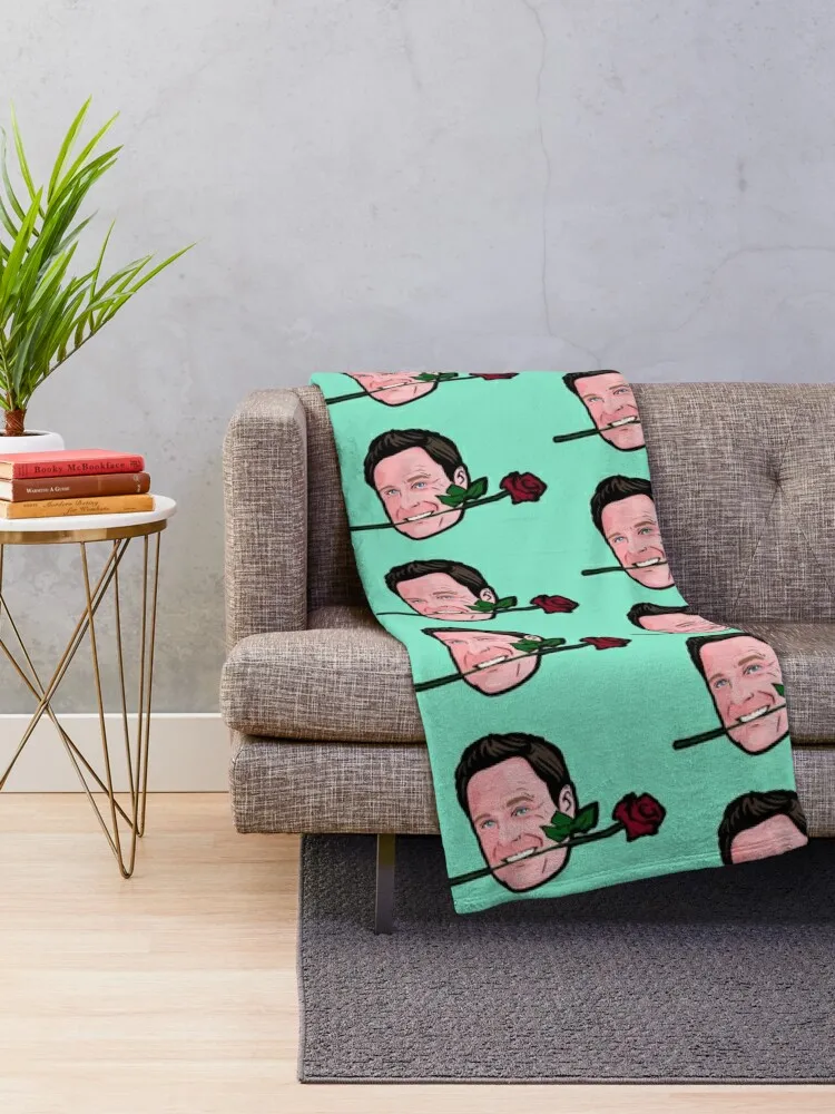 Chris Harrison biting a rose. The Bachelor themed gift / card / sticker / apron and more! Throw Blanket Cute decorative Blankets