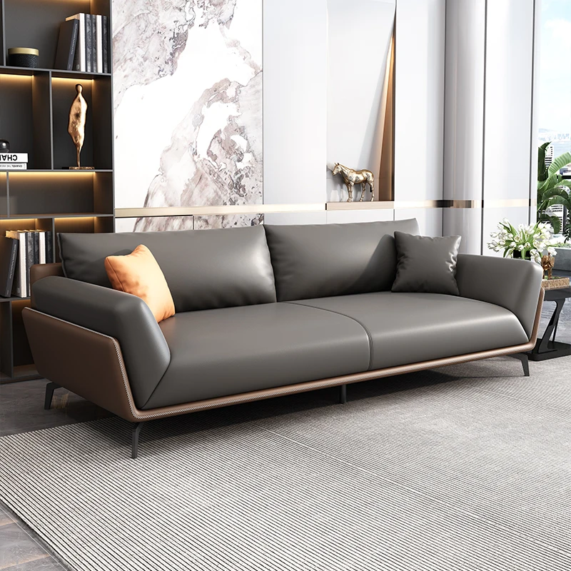 Office sofa Simple modern coffee table combination Italian business with three guests reception room office sofa