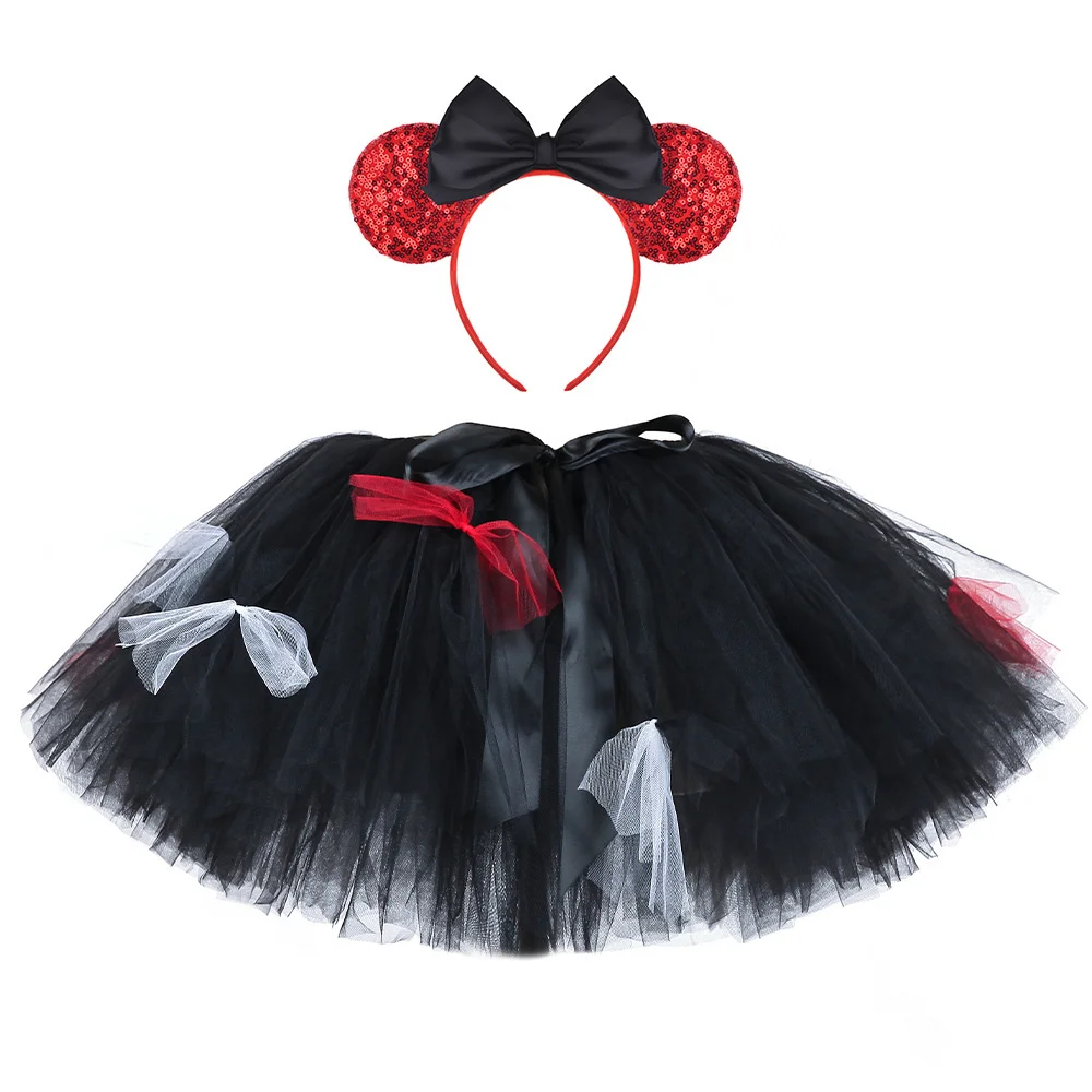 

Girls Tutu Skirt Mini Mouse Holloween Costume Tutu Children Girls Dance Party Cosplay Clothes BLack Tutu Kids