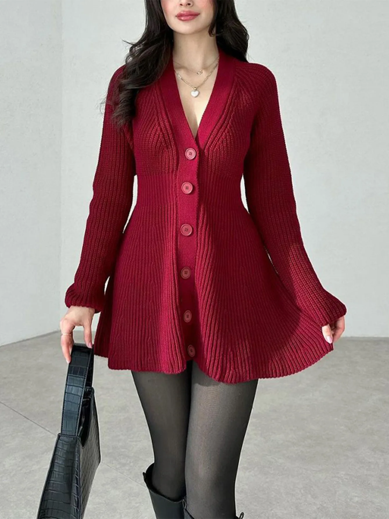 

Fashion and Casual Long Sleeved Sweater Dress Woolen Women's Clothing 2025