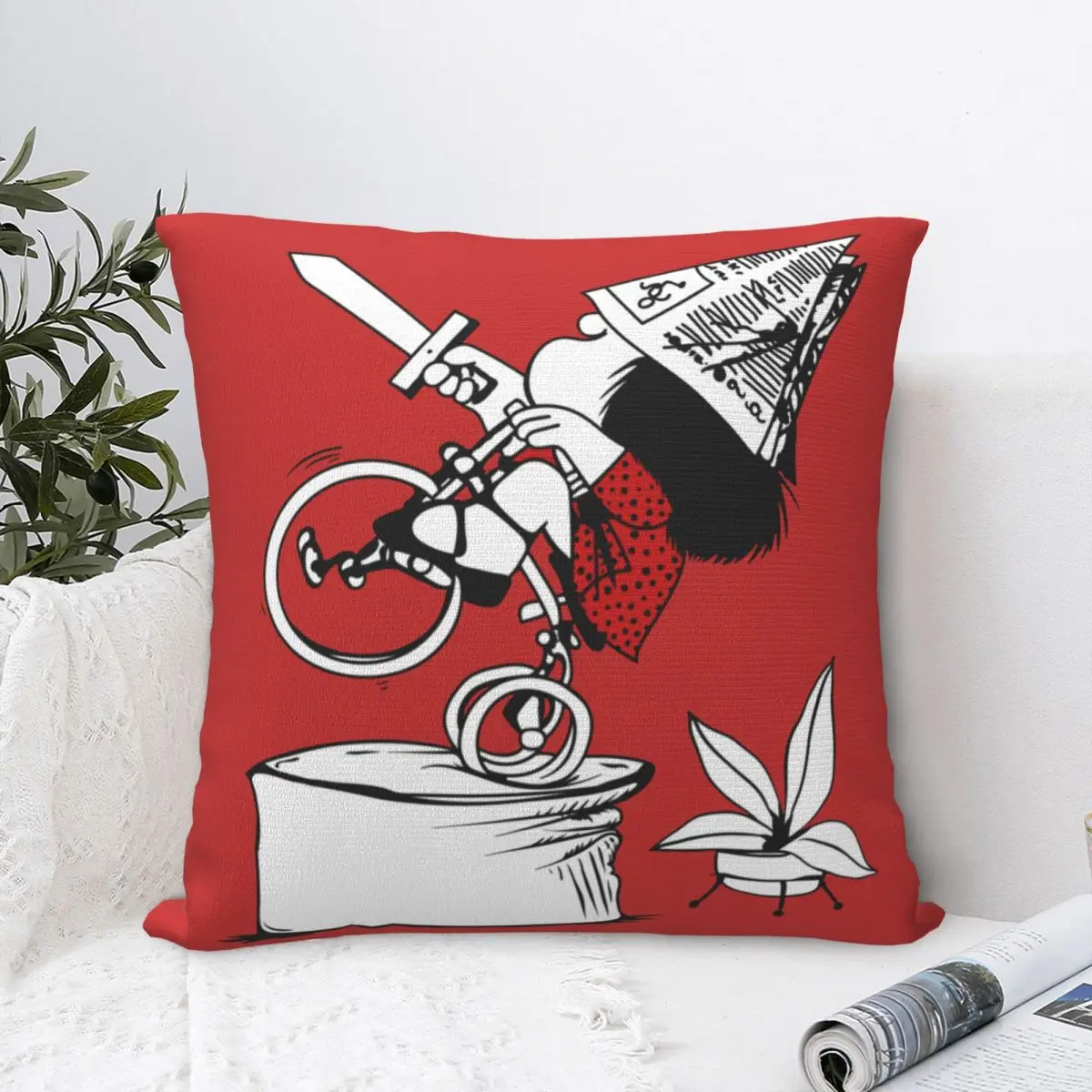 Conquêteur Mafalda taie d'oreiller imprimé tissu housse de coussin décoratif mignon Kawaii dessin animé taie d'oreiller couverture maison fermeture éclair 45X45 cm