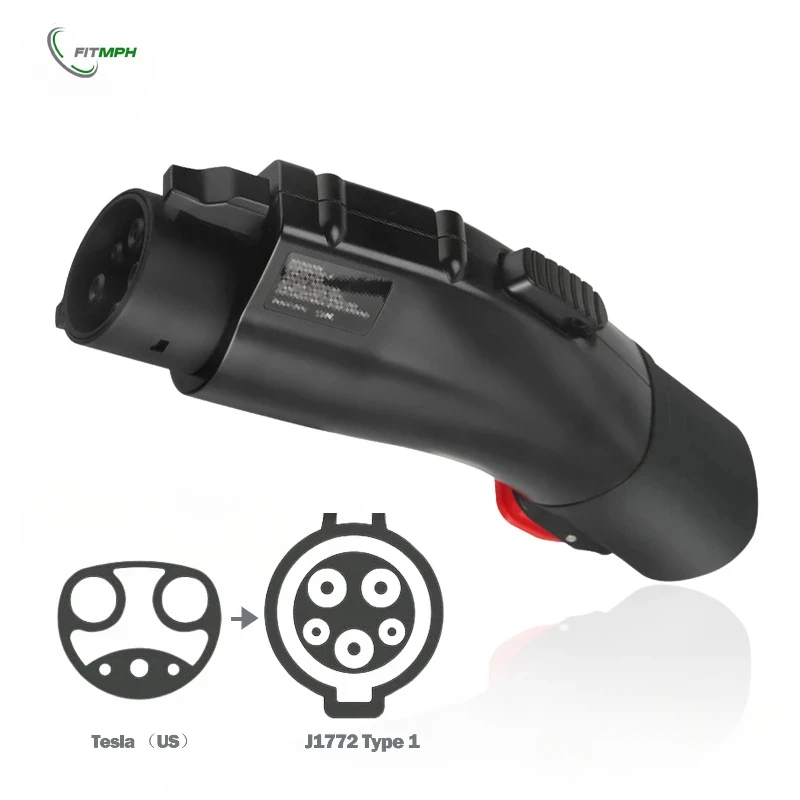 FITMPH-Convertidor de carga Tesla a J1772, 60A, 250V, carga nivel1 y nivel 2, viene con cerraduras anticaída de seguridad Dual