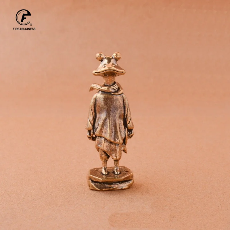 Retro Brass Cartoon character Mr. Frog Small Statue Lucky Desktop Ornament Animal Figurines Home Decoration Accessories Gifts