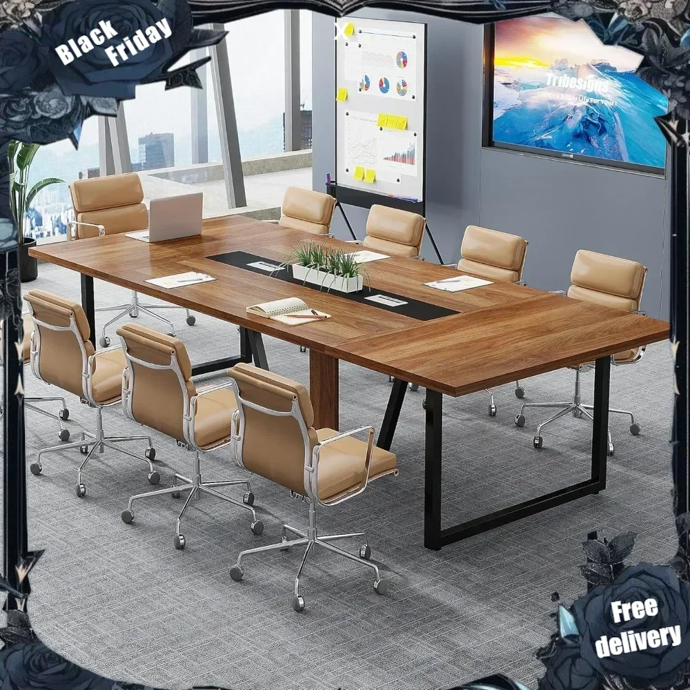 

8FT Conference Table, 94.49 L x 47.24 W x 29.53 H Inches Large Meeting Table/Podcast Table for 10 People, Business