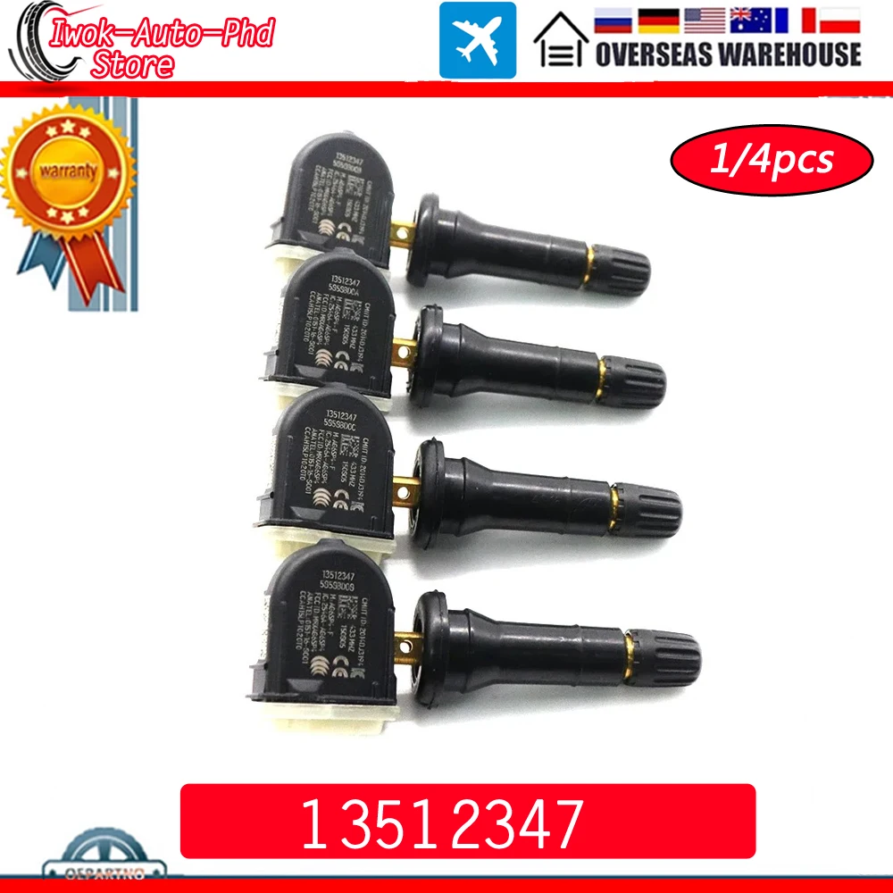 FOR Opel Astra K Astra Van Insignia B (Z18) 2019 2020 2021 2022 2023 433MHZ TPMS Tire Pressure Sensor 13512347 13540606 1/4PCS