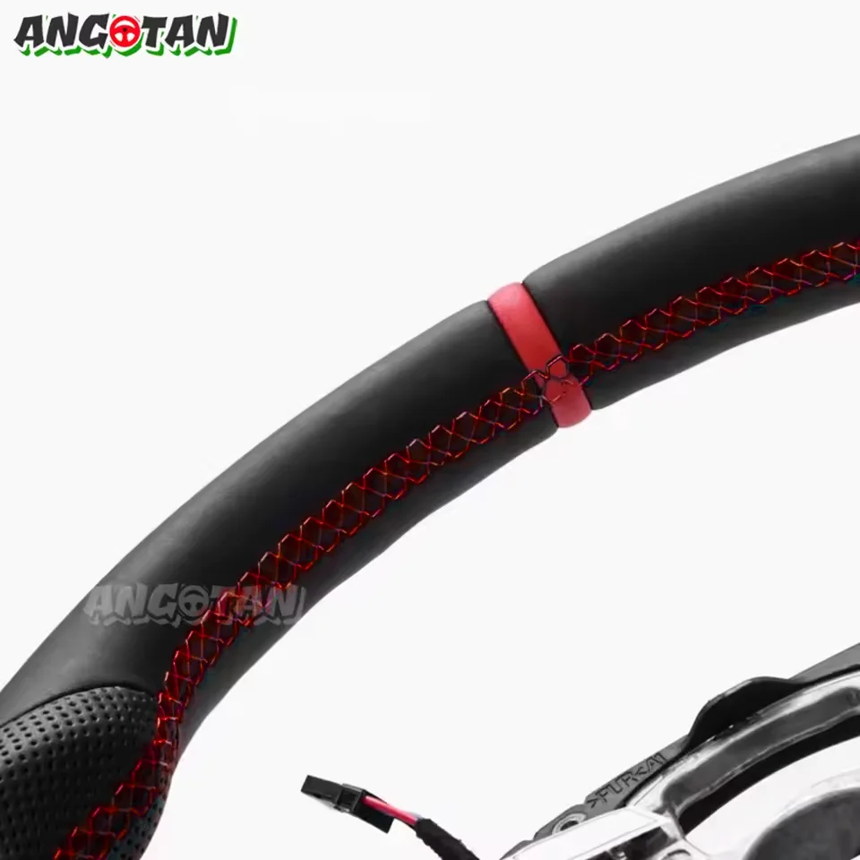 Full Leather Steering Wheel For BMW G20 G21 G22 G28 G29 F40 F44 F82 F83 F87 Black Smooth Leather Steering Wheel Flat Bottom