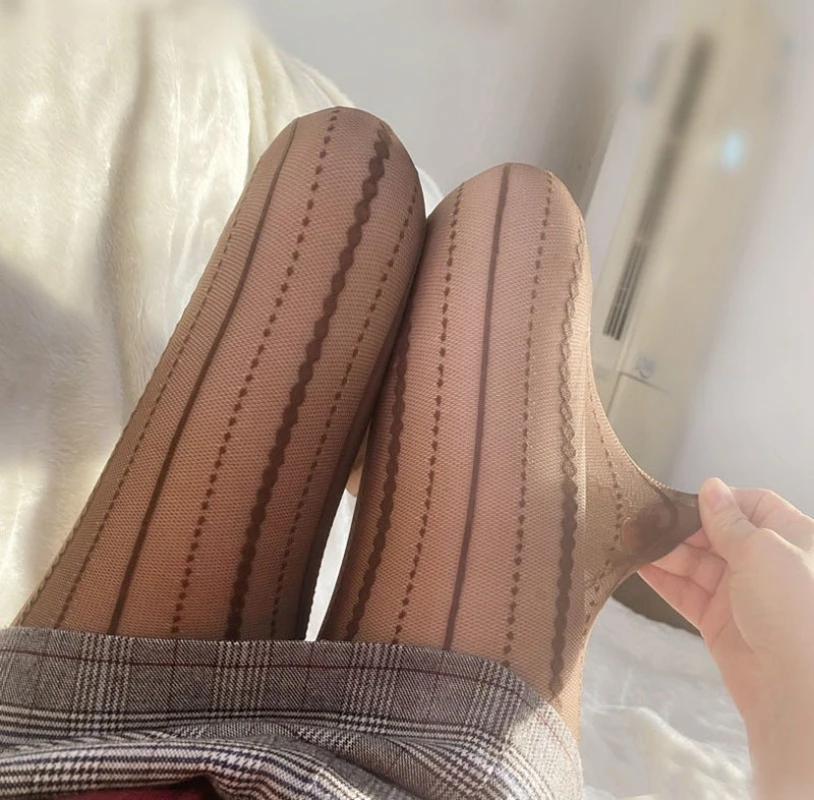 Y2k Lace Jacquard Mesh Stockings Sexy Velvet Altra Thin Lolita Bottom Slimming Tights Woman Plush Transparent Lingerie Pantyhose