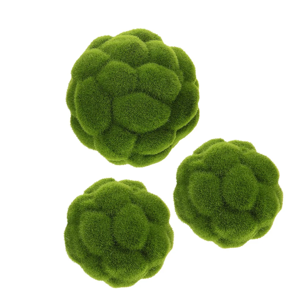 

3pcs Artificial Moss Orbs: Simulated Green Plants For Indoor Decor, Window Display, Ceiling Hanging, Wedding, Landscape Faux