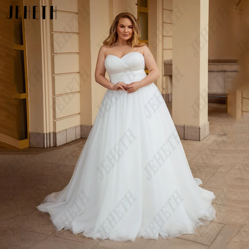 Jeheth elegante vestido de novia de talla extra weethart vestido de novia sin mangas Tulle Empire línea a JEHETH-vestidos de novia elegantes de talla grande, ropa de novia sin mangas, de tul, corte imperio, Civil, 2023