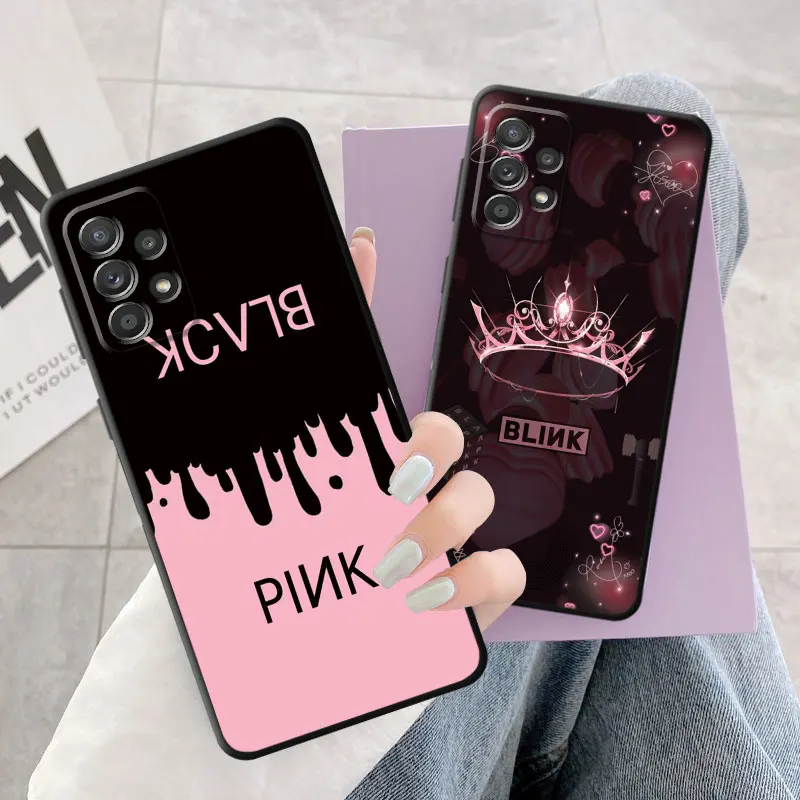 Case for Samsung Galaxy A71 A31 A51 A21s A22 A53 A13 A12 A23 A52 A33 A72 A32 A14 A52s Black Korea Pink Cover Black Soft Bag