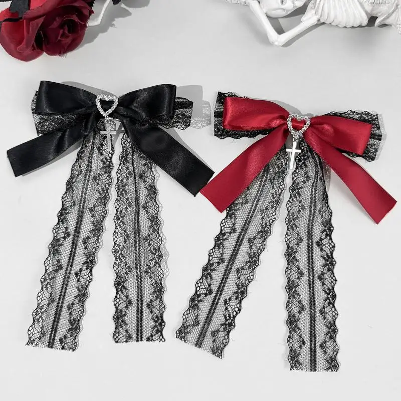Gothic Girl Exquisite Hair Accessories, Japanese Lolita Lace Ponytail Hair Clip, Cute Bow Barrettes, Bag Decoration