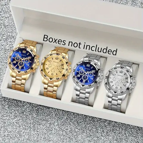 [Orologio al quarzo da lavoro 4 pezzi/set] Orologio da polso al quarzo casual alla moda con quadrante grande |   Non include la scatola degli orologi