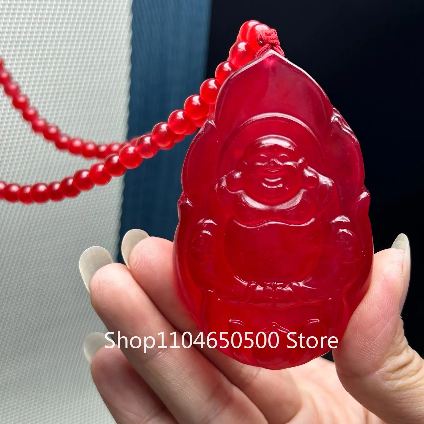 

Certified Natural Ice Red Jade Jadeite amulet Buddha Pendant&Necklace