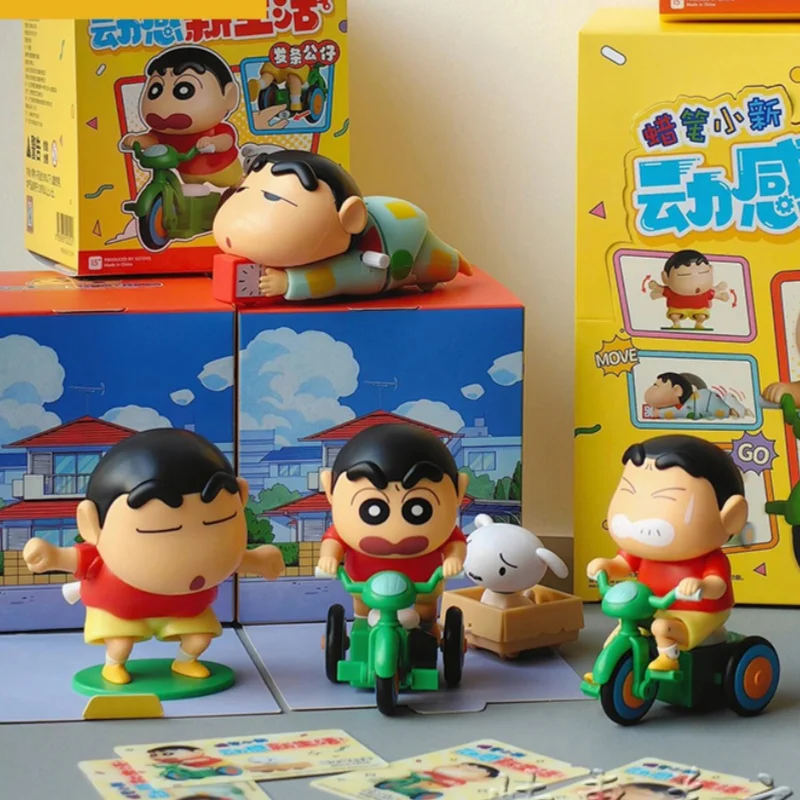 

Crayon Shin-chan Anime Figure 10cm Model Periphery Dynamic New Life Series Blind Box Mobile Figure Clockwork Toy Birthday Gifts