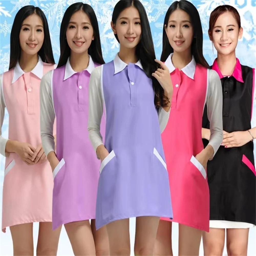 

Новый салон красоты, косметолог, рабочая одежда, фартук для ногтей, официантка, юбка без рукавов, женский фартук для супермаркета, униформа медсестры