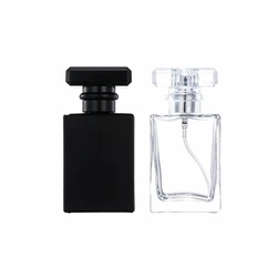 1PC 30ml 50ml 100ml bottiglia di profumo di vetro vuota trasparente nera bottiglia di spruzzatore riutilizzabile da viaggio portatile