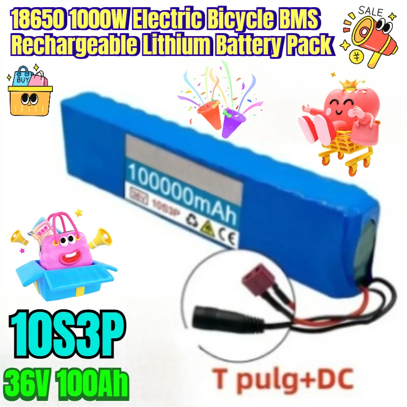 

10S3P 36V 100Ah 18650 1000W Electric Bicycle BMS Rechargeable Lithium Battery Pack