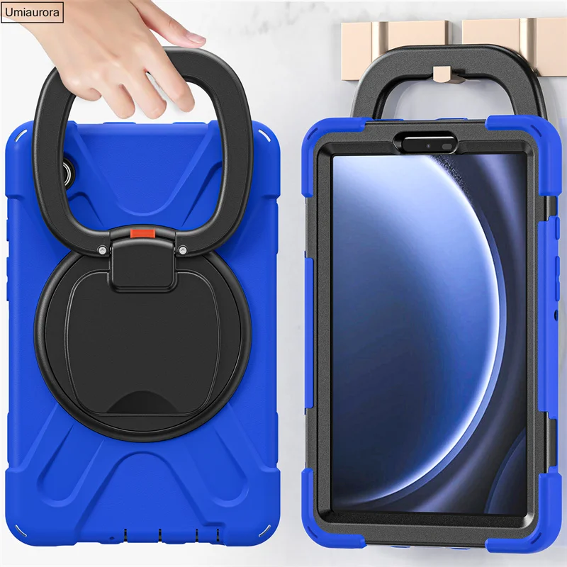 For Samsung Tab A7 A8 A9+ A11 Plus SM-X230 X200 X130 X110 T220 S6 Lite Heavy Duty Rugged Tablet Case Pull Ring Stand Strap Funda