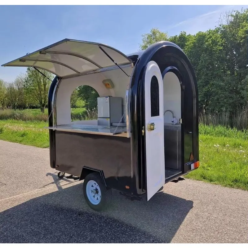 Mobile Towable Aluminum Stainless Steel 2-Wheel Rust Resistant Length Food Trailer