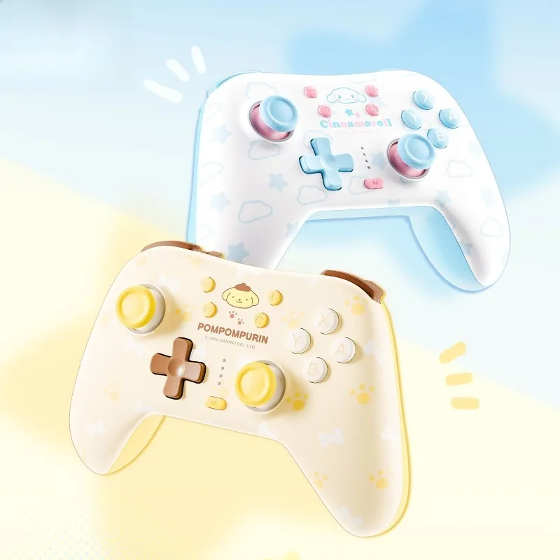 Anime Sanrio Cinnamoroll Purin Gamepad Wireless Bluetooth Suitable for Switch and PC Cartoon Kawaii Lovely Decoration Desktop