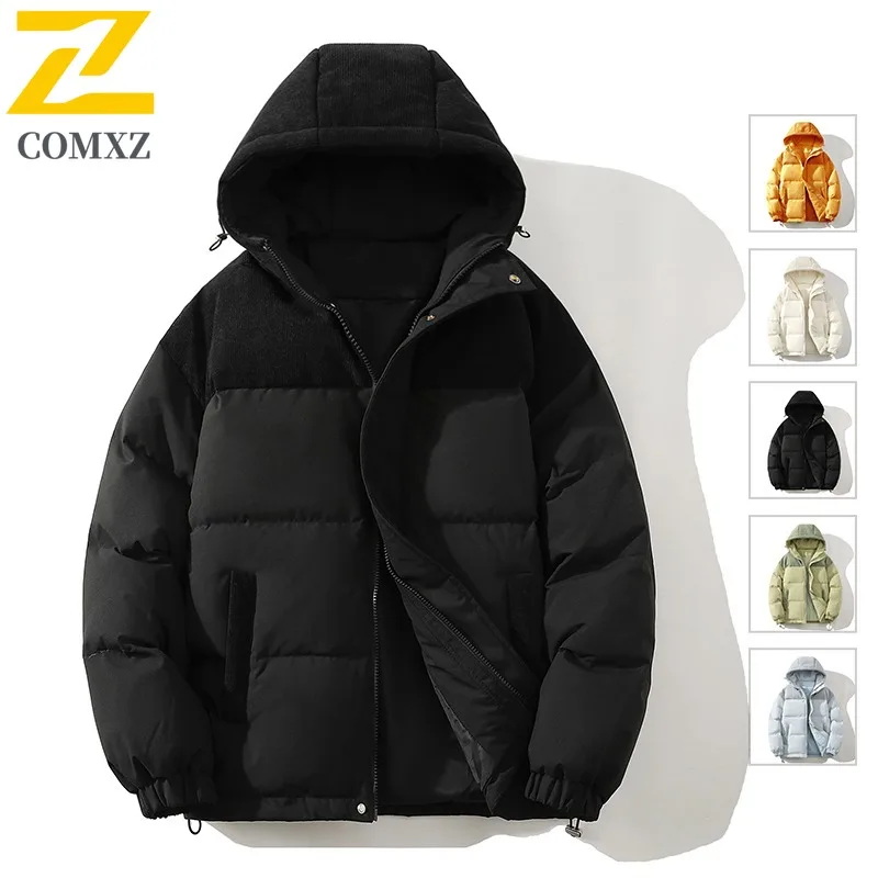 سترة COMXZ للمغامرة الخارجية للرجال، معطف فاخر بغطاء للرأس متعدد الوظائف بلون سادة، معاطف شتوية مريحة وخفيفة الوزن #2