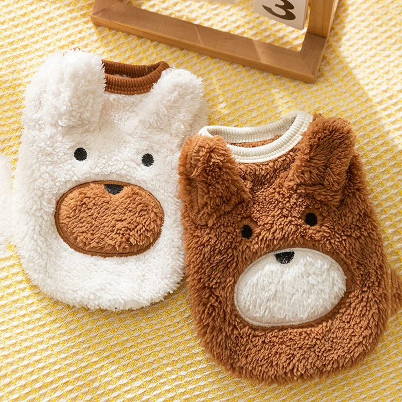 

Teddy Cartoon Sweater Winter Ccute Three-dimensional Ears Bear Dog Clothes Pet Traction Fleece Thickened Warm Puppy Clothing