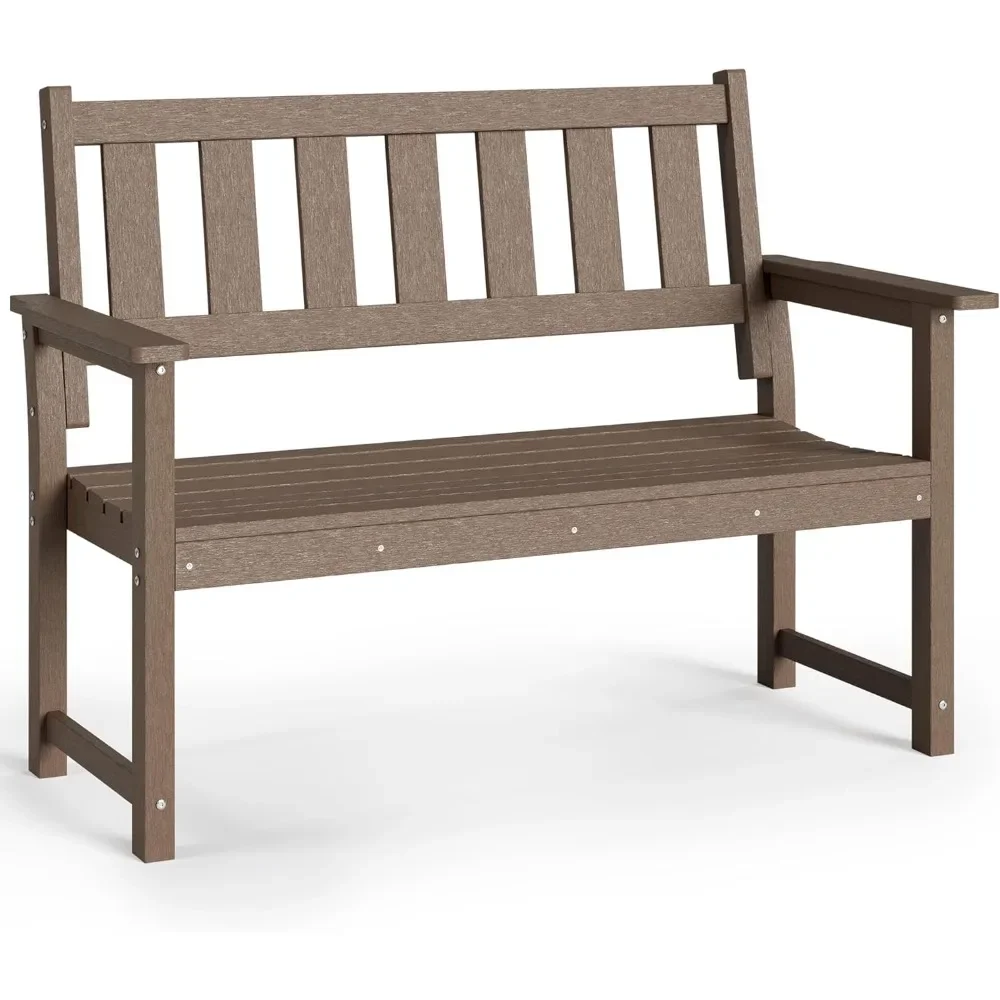 Outdoor Bench All Weather and Fade Resistant Memorial Bench, 2-Person HDPE Garden Bench, Low Maintenance Park Bench for Garden