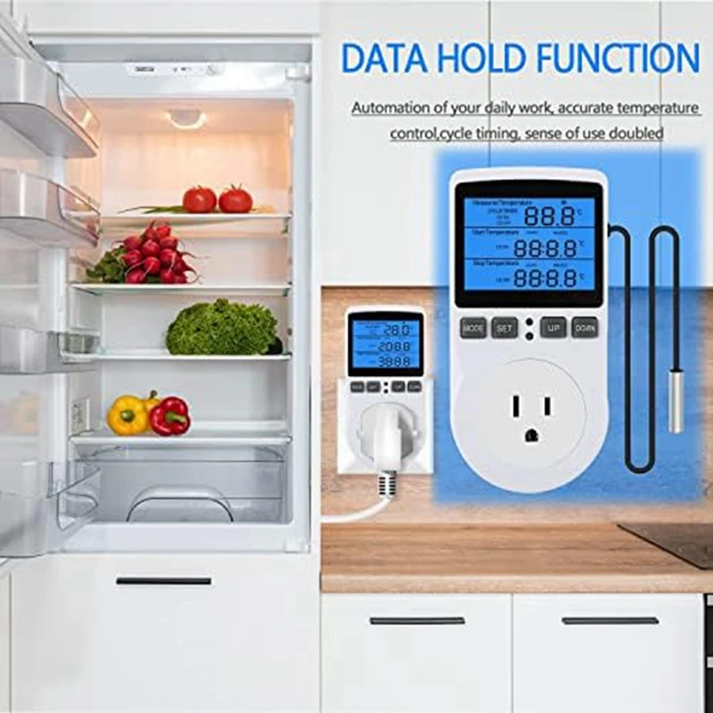 Controlador de temperatura Digital óptico, enchufe de termostato de refrigeración de calefacción con Sensor para incubadora de reptiles