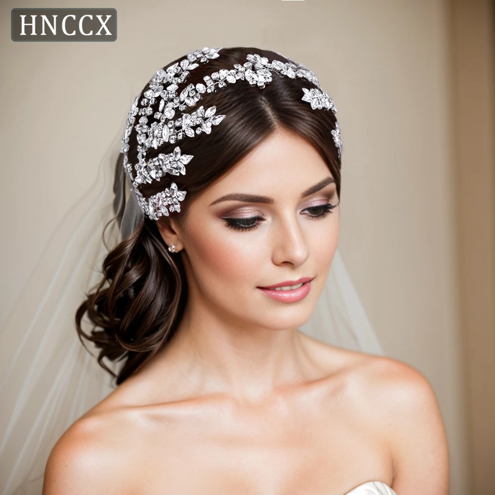 HNCCX Bridal Tiara And Crown Wedding Hair Tiara Bridal Headwear Silver Color Rhinestone  Headband  Women Luxury Designer CP425