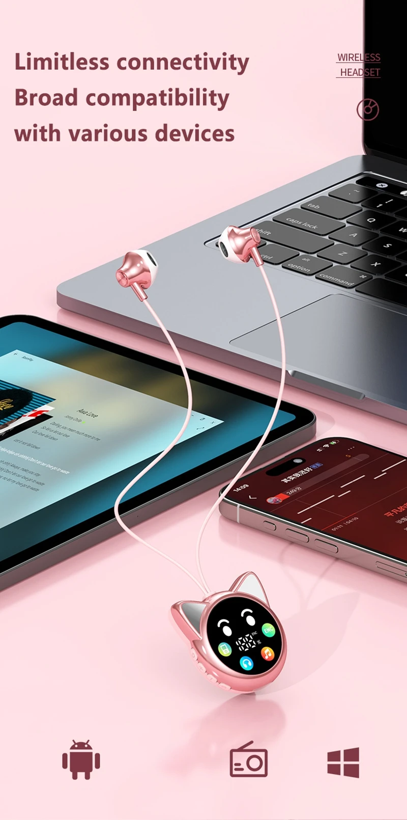 OnePlus Kabellose Bluetooth-Kopfhörer Clip-On M32 Modell mit Superlanger Akkulaufzeit Kompatibel mit Apple Huawei Mobiltelefonen – Detail 6