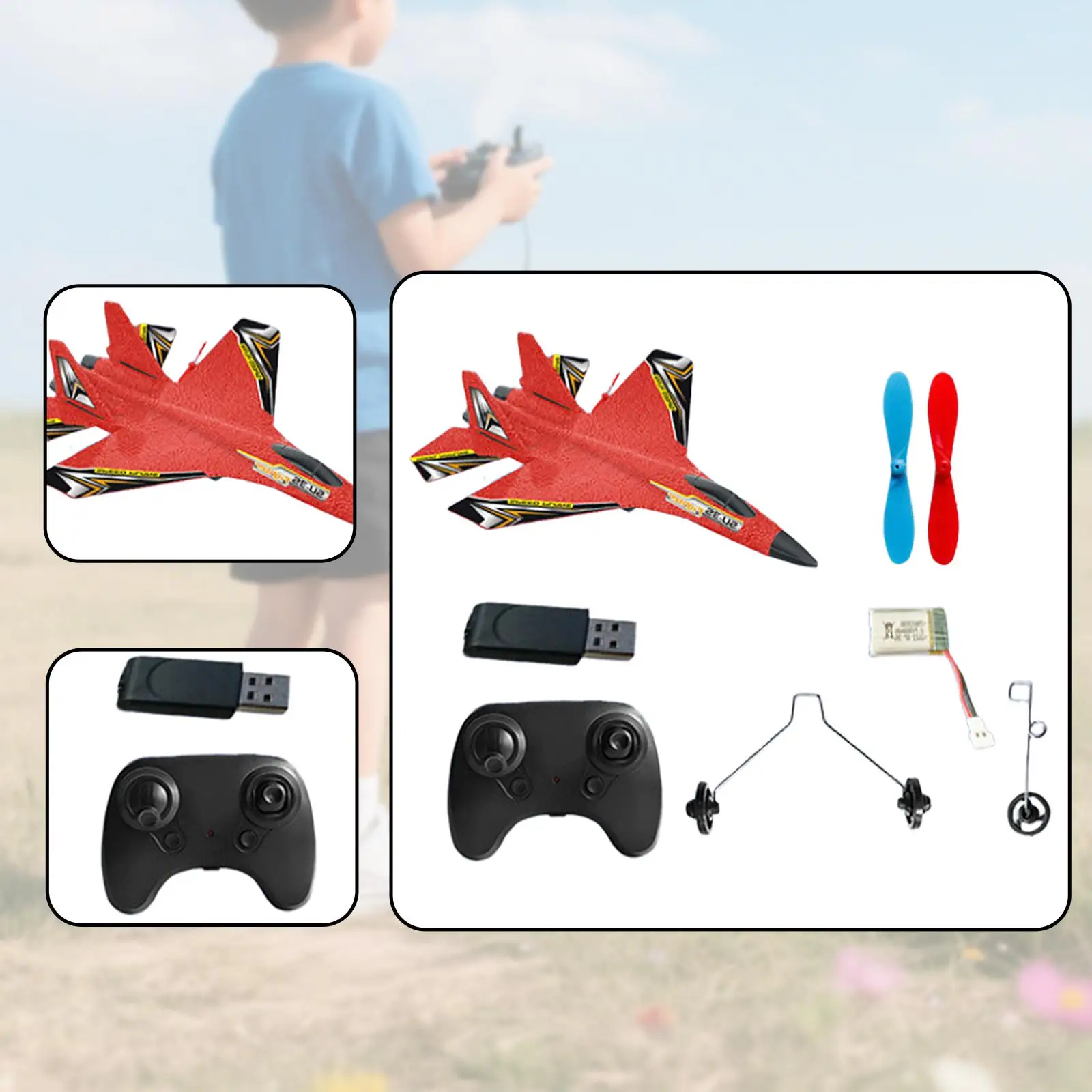 Avion télécommandé en mousse, planeur RC, train d'atterrissage léger et portable,