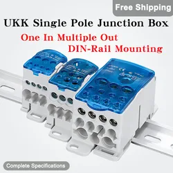 1/5PCS UKK Single Pole Junction Box 80A/125A/160A/250A/400A DIN-Rail Mounting One In Multiple Out Power Wire Connector Joint
