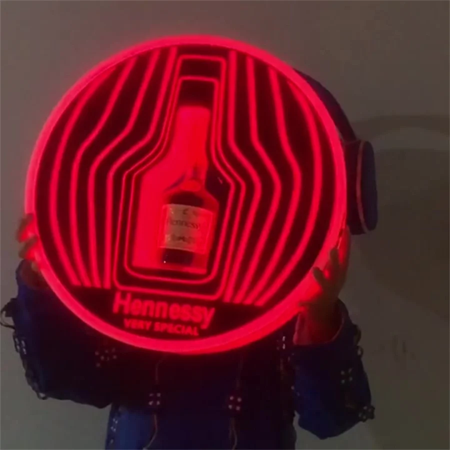 Garrafa de vinho LED Display Racks, Round Stripe, acrílico, iluminado, apresentador, LED Glorifier Garrafa, Portador de garrafas VIP