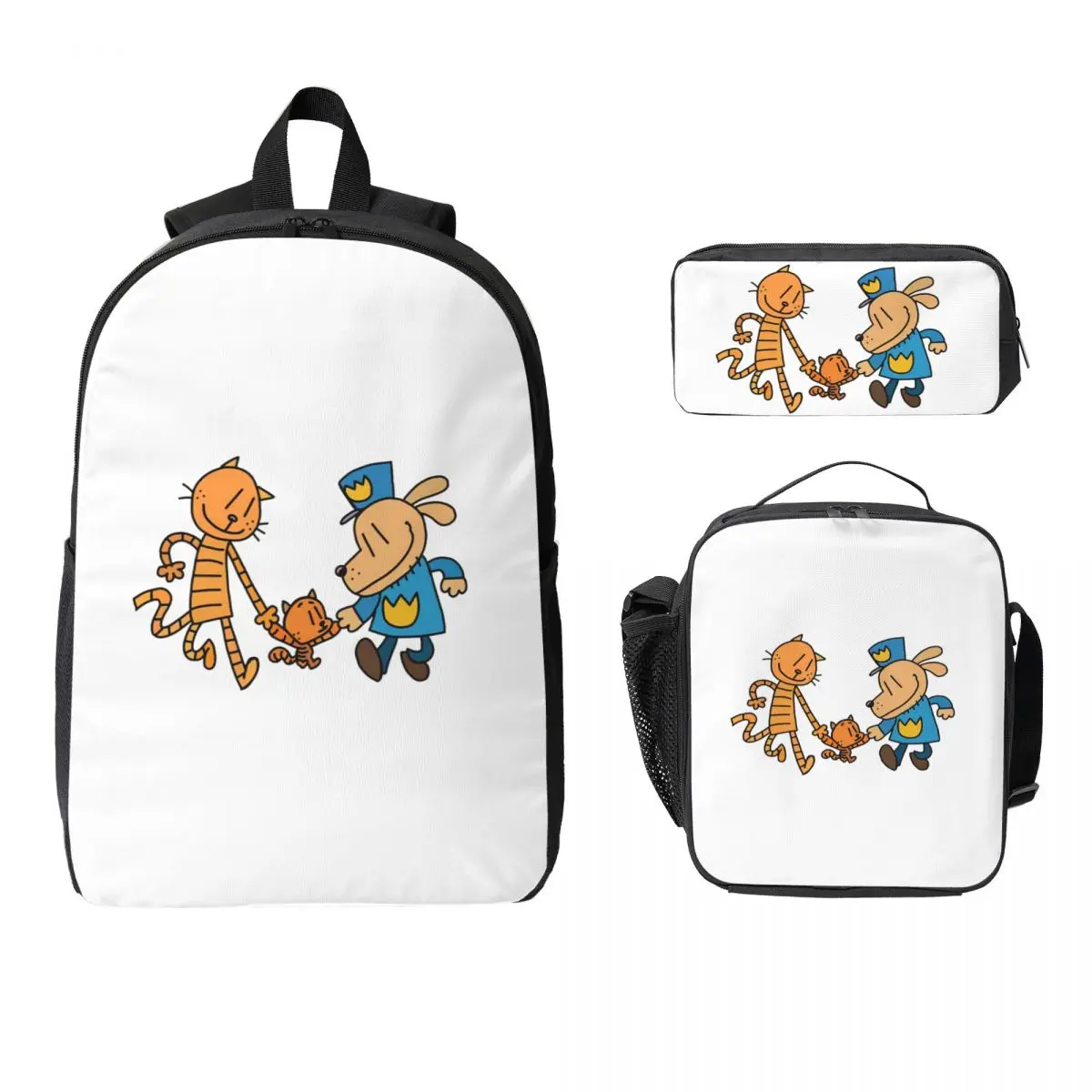 

Dog Man, Lil Petey, And Big Petey Fan Art Backpack Boy Girl BookBag School Bag Shoulder Bags 3ps Insulated Lunch Bag Pencil Case