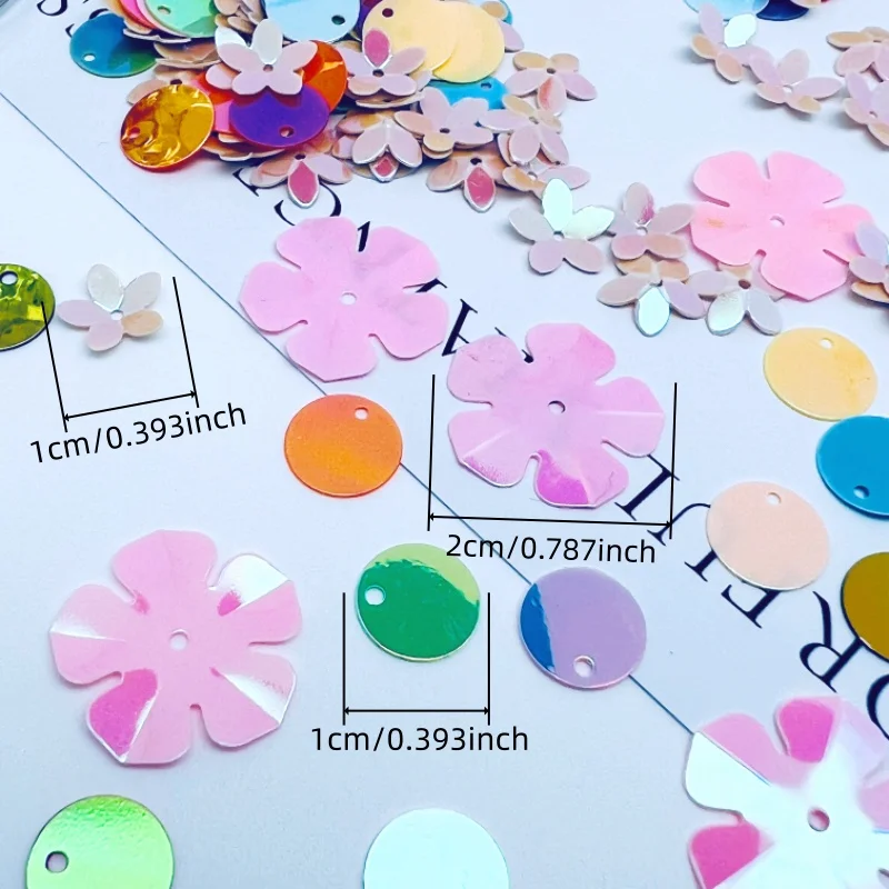 20g Mixed Flowers Sequins 10mm Round Shiny Fragments Colorful Paper Shreds for DIY Crafts Clothing Accessories Party Decoration