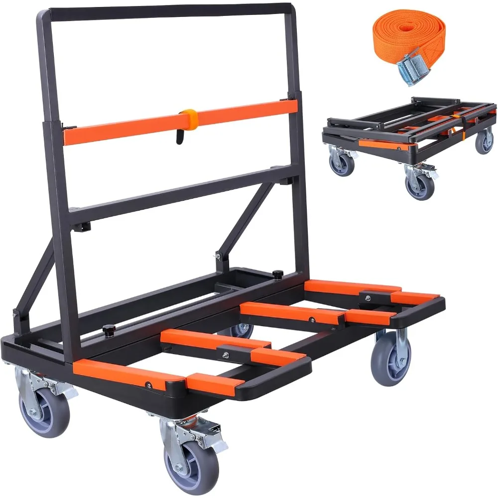 

Heavy Duty Folding Drywall Cart 2200 lbs Capacity Panel Dolly with Extended Large Deck for Sheetrock Plywood Glass and
