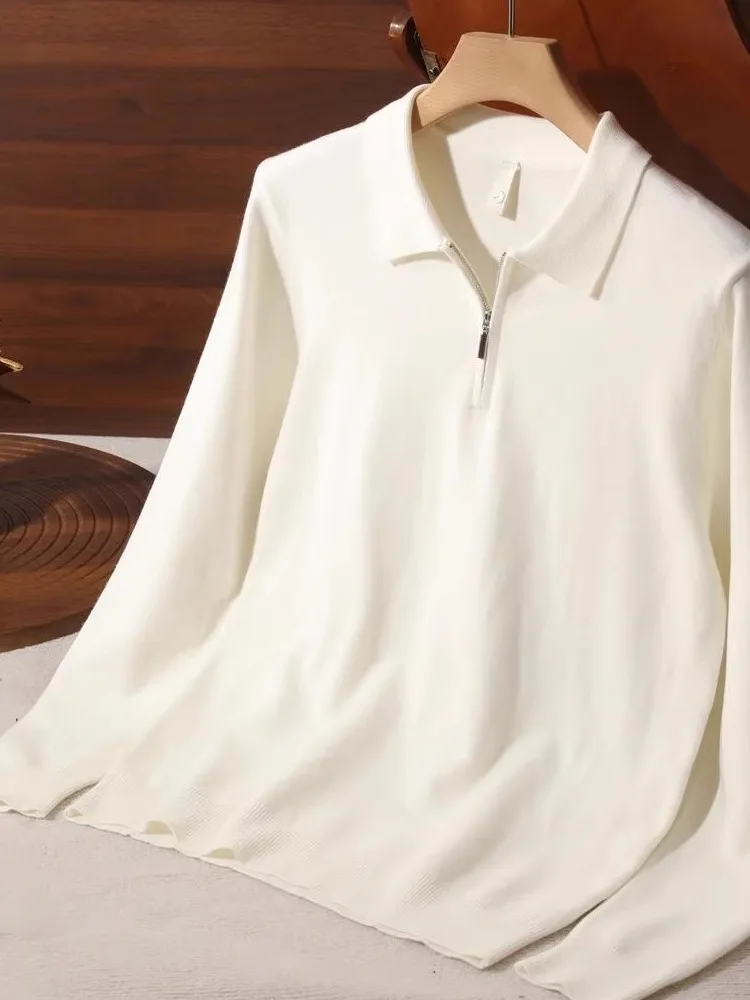 

Autumn Winter Commute Knitted Sweater f Zipper Core Spun Yarn Warm Color Men's Faion Soft Long Sve Crew Ne