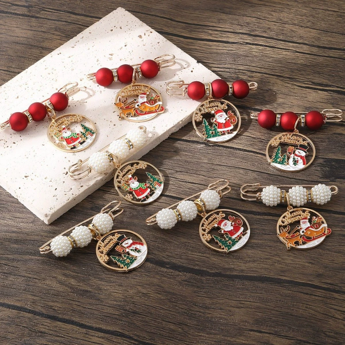 

Санта-Клаус жемчужные аксессуары брошь праздничная талия регулируемая булавка оптом