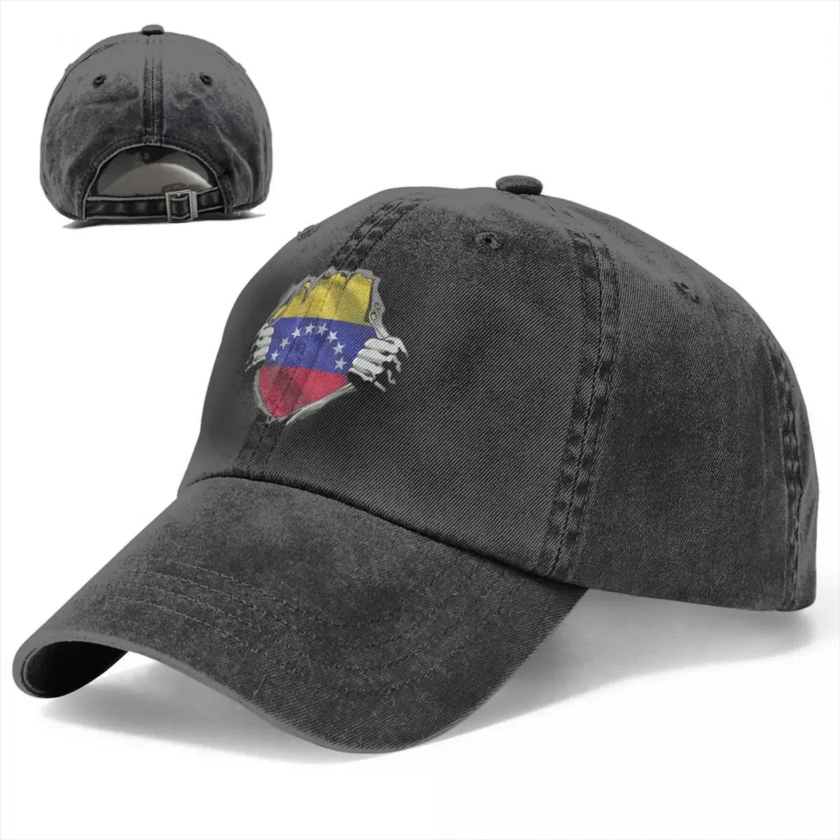 Two Hands Ripping Revealing Flag Of Venezuela Baseball Cap Distressed Washed Venezuelan Headwear Men Women Activities Caps Hat