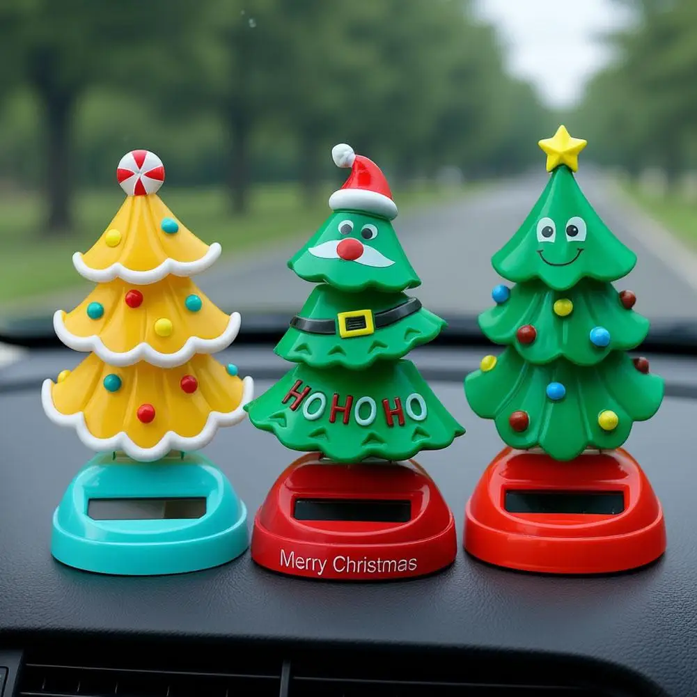 New Arrival Christmas Car Ornament 2025 Solar Dancing Christmas Tree Novelty Moving Christmas Tree For Car Dashboard D8E1