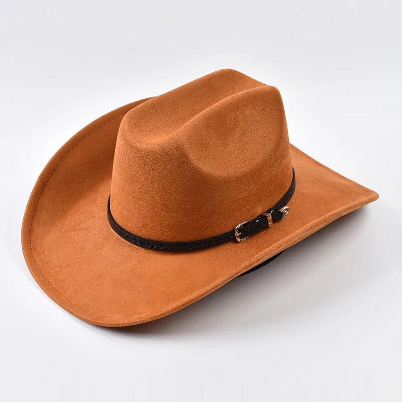 

Замшевая ковбойская шляпа в стиле вестерн для мужчин и женщин, винтажные ковбойские джазовые шляпы с закатанными полями, уличные дорожные рыцарские шляпы
